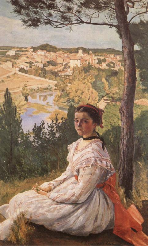 Frederic Bazille View of the Village of Castelnau-le-lez